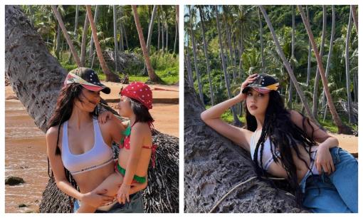 Ngọc Trinh gợi cảm với nội y 'lồ lộ' khi chụp hình cùng cháu gái