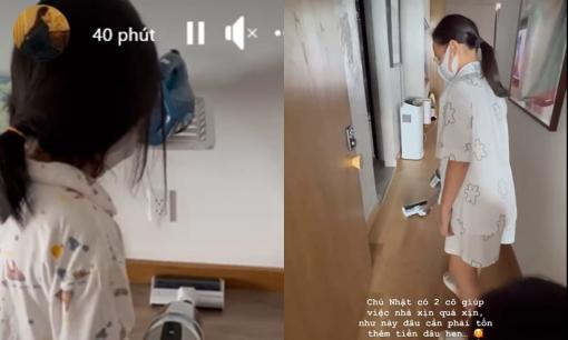 Phạm Quỳnh Anh hào hứng khoe khoảnh khắc hai con gái lớn làm việc nhà ngày cuối tuần cực chuyên nghiệp