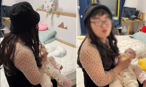 Mẹ vắng nhà, bố mặc váy, đội tóc giả cho con bú bình gây 'bão mạng'