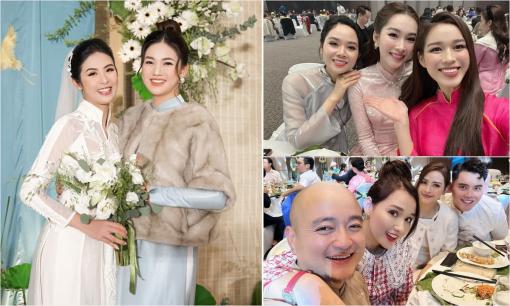 Loạt sao Việt diện áo dài, xúng xính dự đám cưới Hoa hậu Ngọc Hân