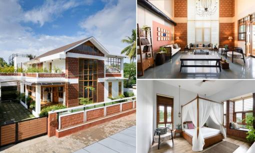 Nhà 2 tầng đẹp dung dị với tường đá ong ấn tượng, độc đáo