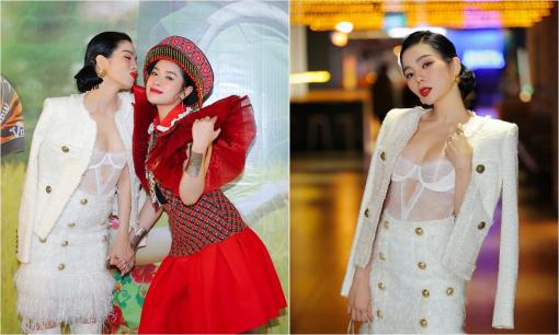 Lệ Quyên diện đồ khoe ngực đầy gợi cảm đến chúc mừng đàn em Quán quân Sao Mai Thu Hằng