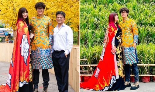 Hiền Mai và con trai chụp ảnh áo dài đón Tết, quý tử cao lớn chuẩn 'soái ca' 