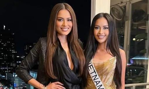 Ngọc Châu đọ dáng cùng cựu Miss Universe, một khán giả quốc tế 'phát cuồng' vì cô