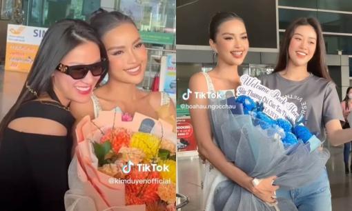 Ngọc Châu về nước hậu trượt top 16 Miss Universe 2022, Kim Duyên và Khánh Vân ra đón