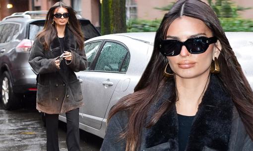 Emily Ratajkowski đội mưa dạo phố sau loạt tin đồn yêu đương với diễn viên hài Eric Andre