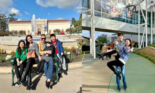 Jennifer Phạm đi chơi cùng gia đình, được con trai Bảo Nam bế bổng