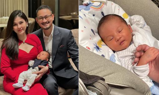 MC Thu Hoài và chồng doanh nhân mừng đầy tháng con trai