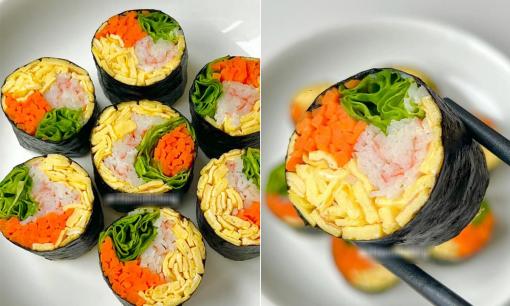 Cách làm món sushi cuộn rau củ giảm béo sau Tết 