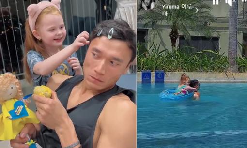 Vợ Tây đăng loạt ảnh Bùi Tiến Dũng cưng chiều em vợ, chuẩn 'anh rể quốc dân' 