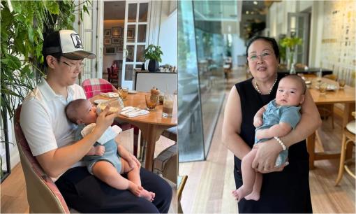 Lê Hiếu hé lộ thêm về dung mạo quý tử, nhóc tỳ sung sướng khi được bà nội vào thăm