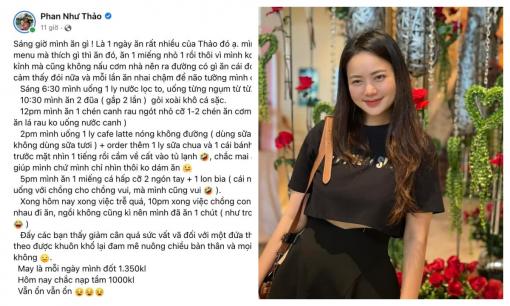 Phan Như Thảo chia sẻ thực đơn một ngày giảm cân, dân tình xem xong đều thán phục