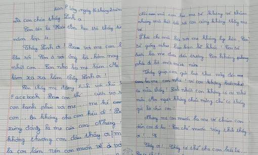 Nghẹn ngào trước bức thư cô học trò gửi thầy giáo kể về chuyện bố mẹ ly hôn