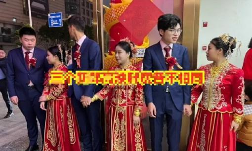 Ba chị em sinh ba cưới cùng ngày, cô dâu giống hệt nhau, dân mạng lo sợ chú rể nhận nhầm