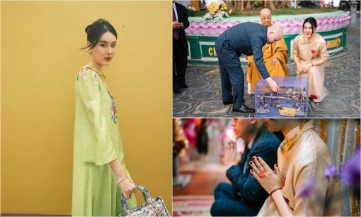 Mẹ Hà Lade lần đầu hé lộ loạt ảnh trong lễ hằng thuận tại chùa của con gái, cô dâu đeo vàng trĩu cổ