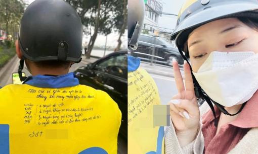 Bắt xe ôm công nghệ, cô gái trẻ xúc động khi đọc được lời nhắn ghi trên áo của tài xế 