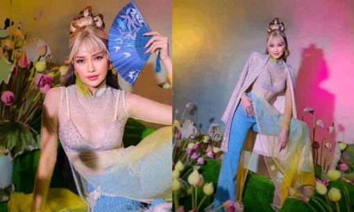 Hoa hậu Ngọc Châu bị chỉ trích vì mặc áo dài xuyên thấu