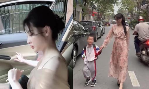 Mẹ mặc đồ như công chúa đến đón con tan học, hội chị em bình luận 'có chồng giàu chiều thì vợ mới đẹp'