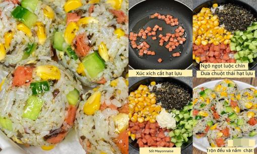 Cách làm cơm nắm rau củ siêu ngon, thích hợp cho những ngày cuối tuần đi dã ngoại