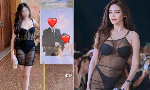 Bị chỉ trích vì diện váy xuyên thấu phản cảm đi ăn cưới, cô gái đáp trả: 'Mình thần tượng Á hậu Engfa nên mặc theo thôi'