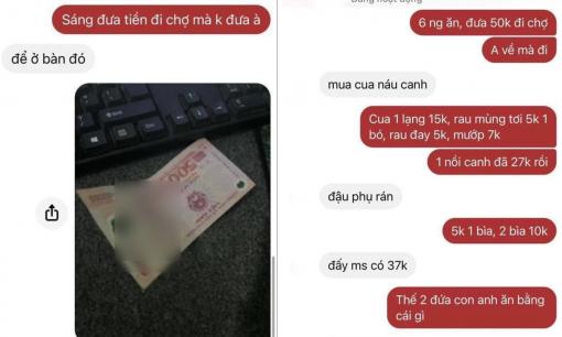 Chồng mỗi ngày đưa vợ 50 nghìn đi chợ mua đồ ăn cho 6 người, còn than thở: 'Ngày 50 nghìn, 1 tháng đã tốn 1,5 triệu'