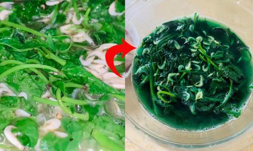 Bát canh rau khoai lang chuyển màu xanh ngọc bích, bà nội trợ hoang mang không biết ăn hay bỏ?