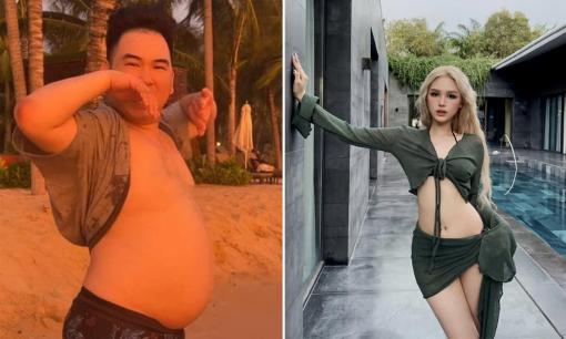 Xoài Non gợi cảm hết nấc trong chuyến du lịch, 'streamer giàu nhất Việt Nam' khoe bụng mỡ cực hài