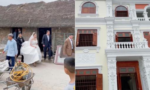 Cặp đôi làm lễ gia tiên trong ngôi nhà tranh vách đất, dân tình choáng khi nhìn sang cơ ngơi bên cạnh 