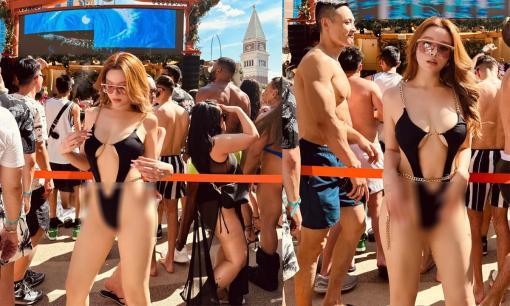 'Gái hai con' Huyền Baby mặc bikini cháy hết nấc khi tham gia tiệc ngoài trời ở Mỹ 