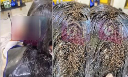 Clip 'ổ chấy' bò lúc nhúc trên đầu khách nữ ở tiệm tóc gây ám ảnh