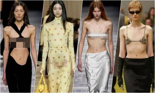 Trang phục phản cảm của dàn siêu mẫu xuất hiện tại Tuần lễ thời trang Paris