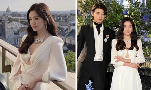 Song Hye Kyo diện đầm trắng tinh khôi đẹp xuất thần khi sánh đôi 'tình tin đồn' kém 16 tuổi  
