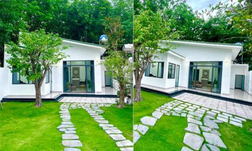 Nhà cấp bốn mái lệch hiện đại ai nhìn cũng thích, đáng giá nhất là khoảng sân vườn xanh mướt 