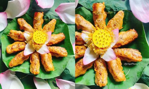 Sen đang vào mùa nở rộ, làm ngay món hoa sen cuộn tôm thịt chiên giòn lạ miệng