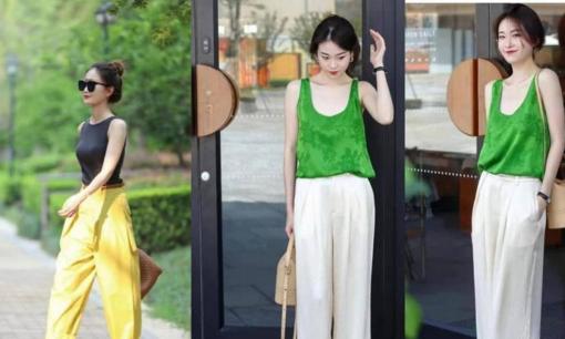 Mùa hè đã chán mặc áo thun, bạn có thể thử 'áo ba lỗ + quần ống rộng' vừa mát mẻ vừa thời trang