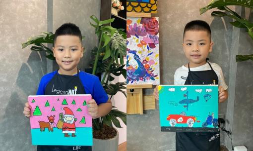 Ngô Mai Trang khoe cảnh quý tử bộc lộ tài năng hội họa, ngoại hình hiện tại của 2 cậu bé gây chú ý
