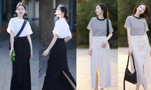 Mùa hè mặc đồ càng đơn giản càng tốt, hãy chọn áo phông và chân váy như thế này!