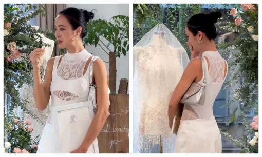 Vũ Ngọc Anh bật khóc khi lần đầu ngắm đầm cưới như mơ của mình ngoài đời thật