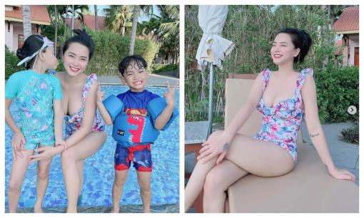 Hải Băng diện đồ tắm hoa nổi bật làn da trắng muốt, vòng một căng đầy khiến ai nấy nhức mắt