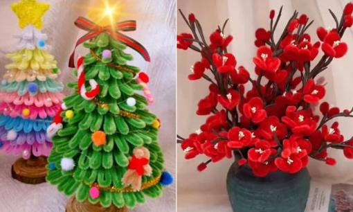 Cách làm hoa bằng kẽm nhung trang trí ngày Tết và Noel