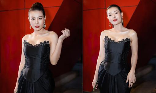 Diễn viên Thanh Hương diện đầm cúp ngực, khoe khéo vòng một gợi cảm giữa đêm Hà Nội 10 độ C, nói gì về việc lấn sân ca hát?