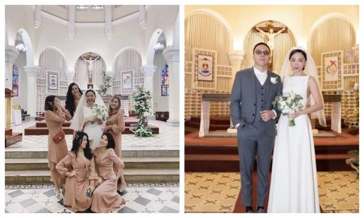 Tóc Tiên hiếm hoi khoe ảnh làm lễ cưới trong nhà thờ với Touliver, biểu cảm của cô và ông xã gây chú ý