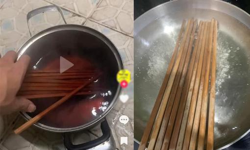 Mua đũa về dùng, đem luộc sơ ra màu đỏ có việc gì không?
