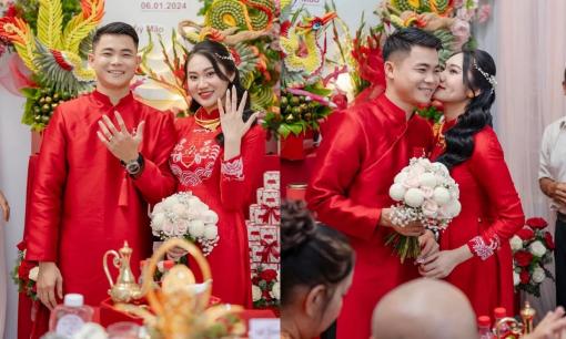 Hậu vệ đội tuyển Việt Nam - Ngô Tùng Quốc ngọt ngào hôn vợ hot girl trong lễ ăn hỏi