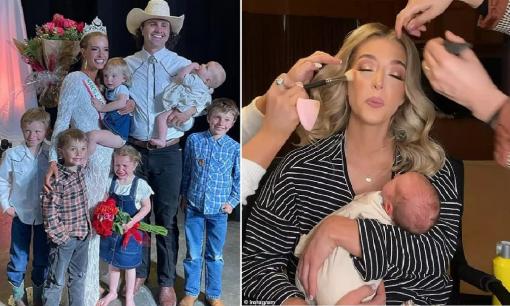 Thí sinh Hoa hậu Quý bà Thế giới gây chú ý khi vừa thi vừa cho con bú chỉ sau 2 tuần 'vượt cạn' em bé thứ 8