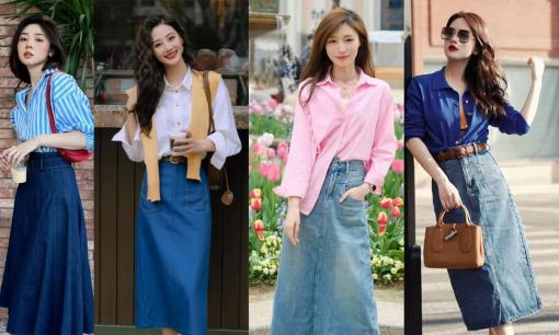 Mê mẩn với 'sơ mi + váy denim' mùa xuân, nửa gọn gàng nửa dịu dàng, thời trang và thon gọn 