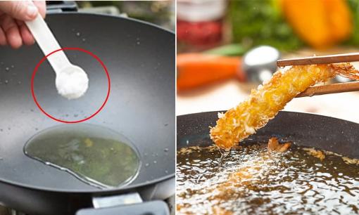 Khi chiên rán, ngoài dầu mỡ nhớ thêm thứ này vào chảo, đảm bảo không bắn dầu mỡ, thành phẩm lại thơm ngon, giòn rụm