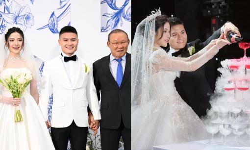 Cập nhật đám cưới Quang Hải và Chu Thanh Huyền: Chú rể nắm chặt tay vợ không rời, cô dâu diện váy cưới 150 triệu