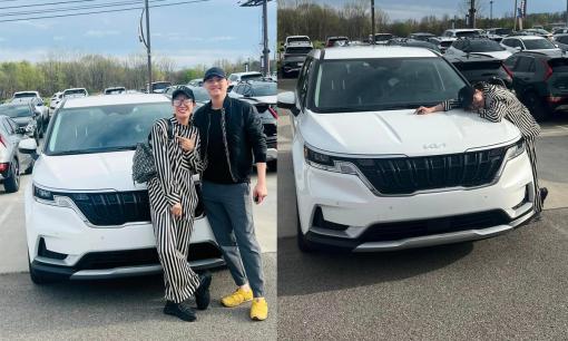 Sau khi mất việc làm lao công ở Mỹ, Trang Trần được chồng dẫn đi mua xe ô tô mới 