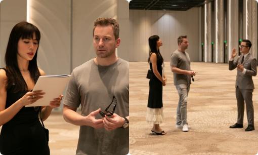 Vợ chồng Minh Tú tình tứ đến khảo sát địa điểm tổ chức cưới